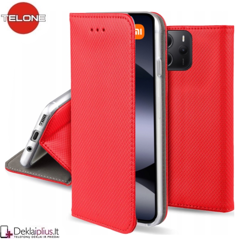 Telone atverčiamas dėklas - raudonas (Xiaomi Redmi Note 14 5G) Telone atverčiamas dėklas - raudonas (Xiaomi Redmi Note 14 5G)